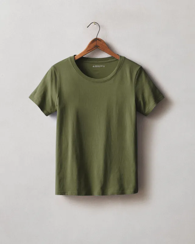 Women's Classic Cotton Crew Tee - Rifle Green made by American Giant