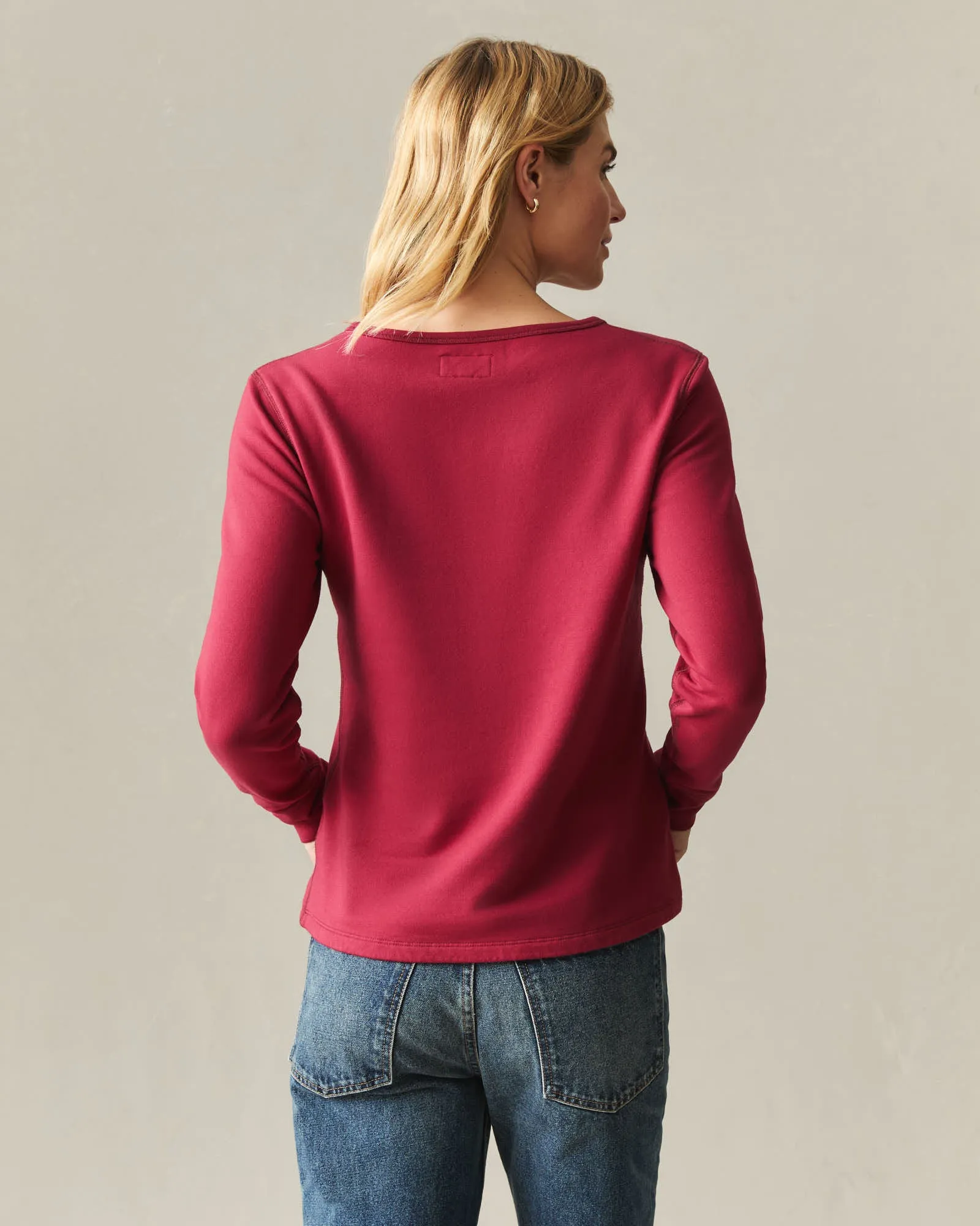 Women's Modal Fleece V-Notch Top - Rio Red sold by American Giant product image thumbnail 3
