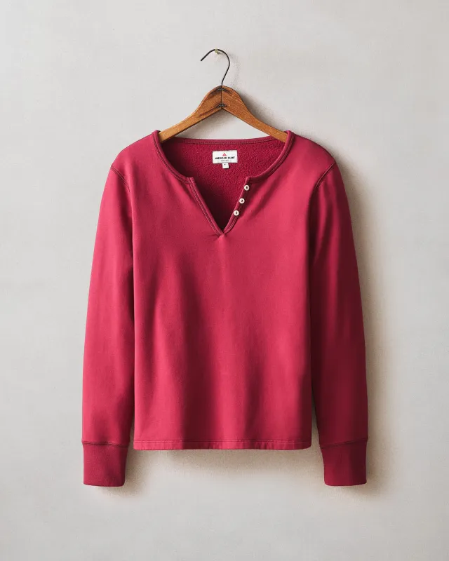 Women's Modal Fleece V-Notch Top - Rio Red made by American Giant