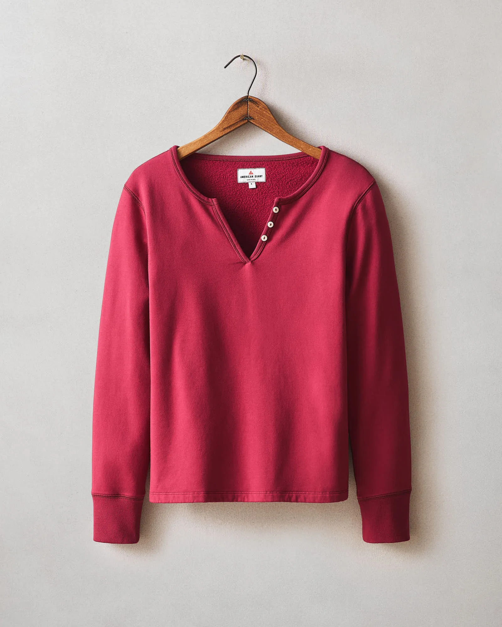 Women's Modal Fleece V-Notch Top - Rio Red sold by American Giant
