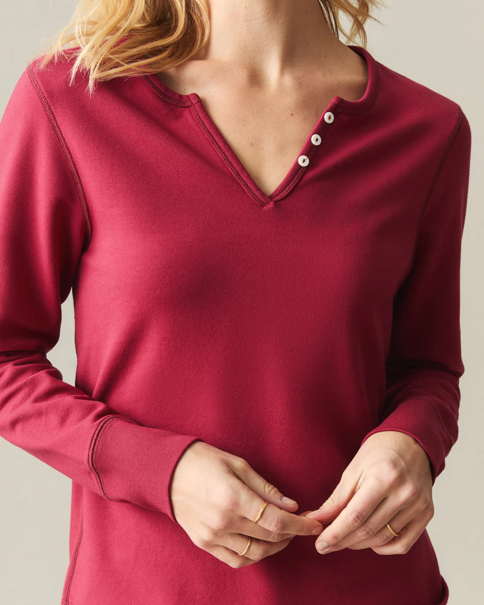 Women's Modal Fleece V-Notch Top - Rio Red sold by American Giant product image thumbnail 4