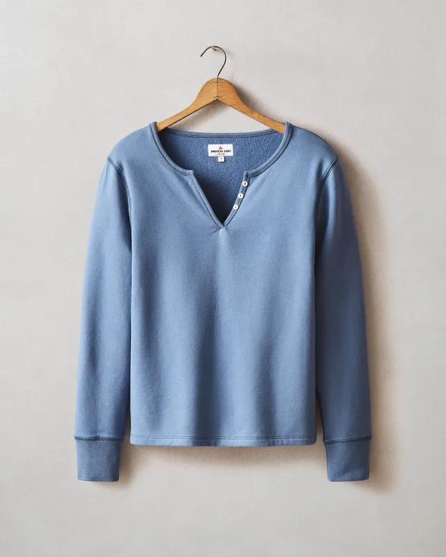 Women's Modal Fleece V-Notch Top - Moonlight Blue made by American Giant