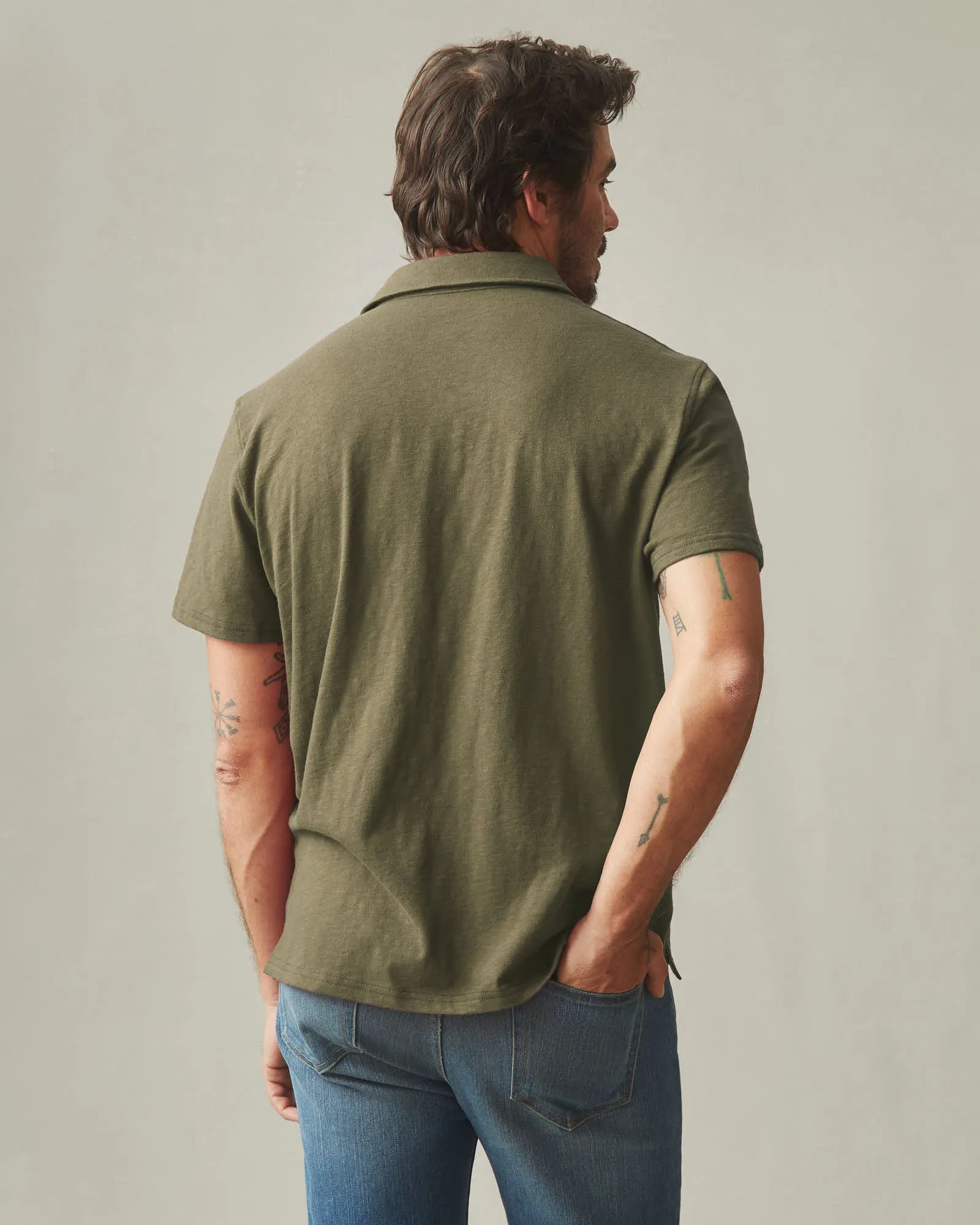 Men's Premium Slub Polo - Deep Olive sold by American Giant product image thumbnail 3