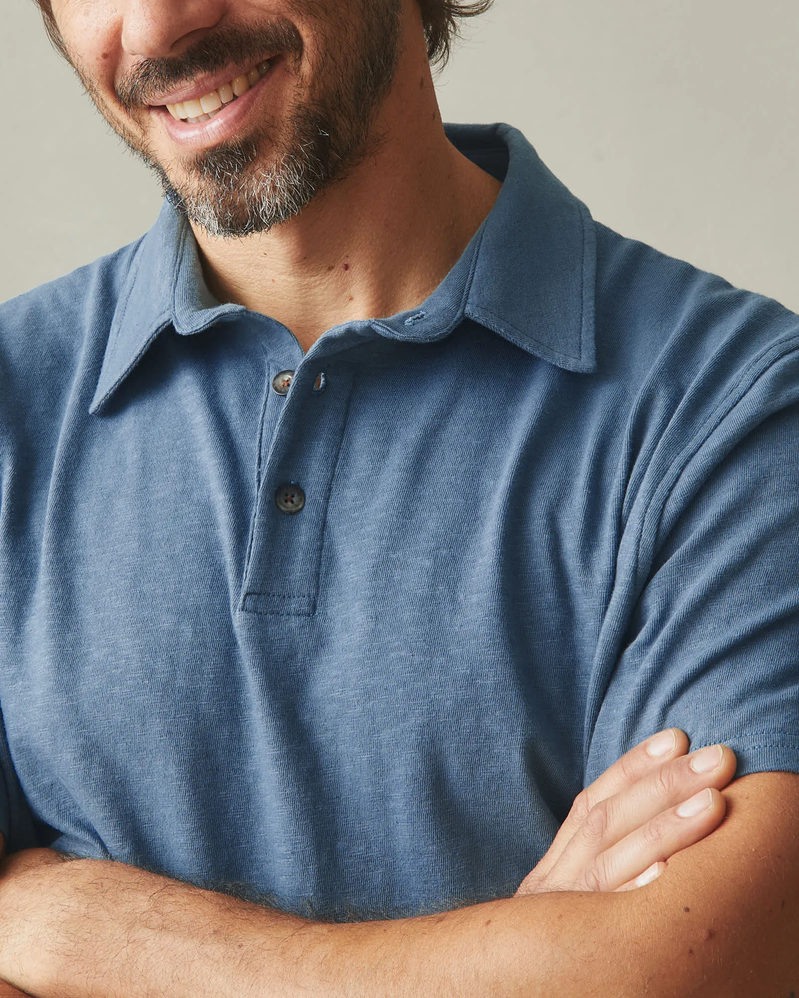 Men's Premium Slub Polo - Dark Denim sold by American Giant product image thumbnail 4