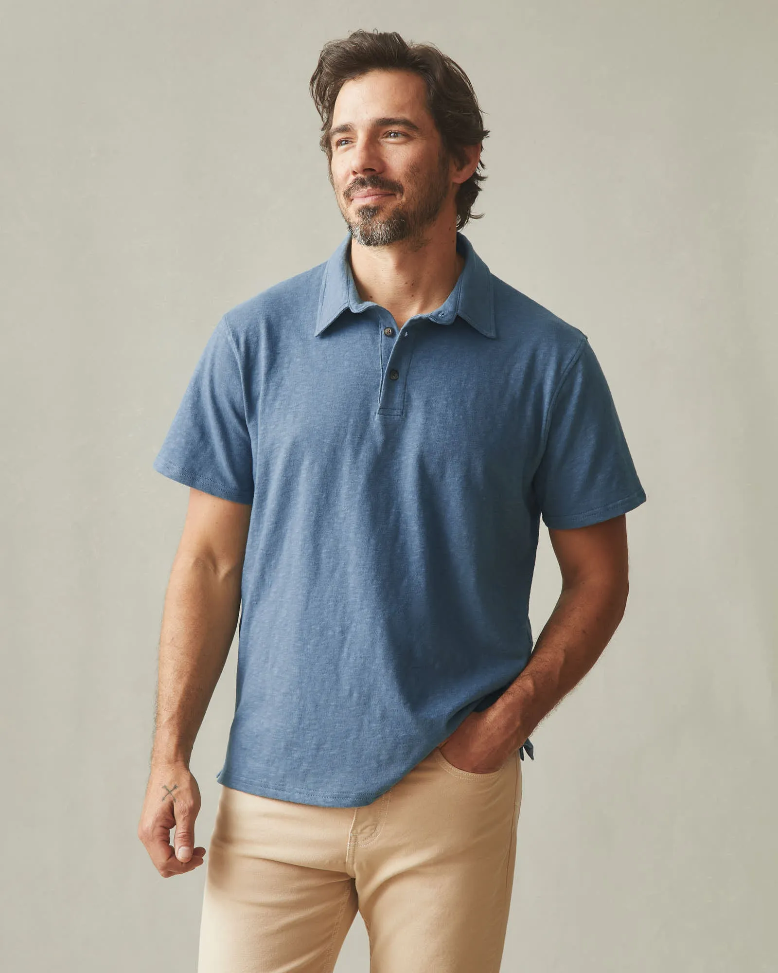 Men's Premium Slub Polo - Dark Denim sold by American Giant product image thumbnail 2