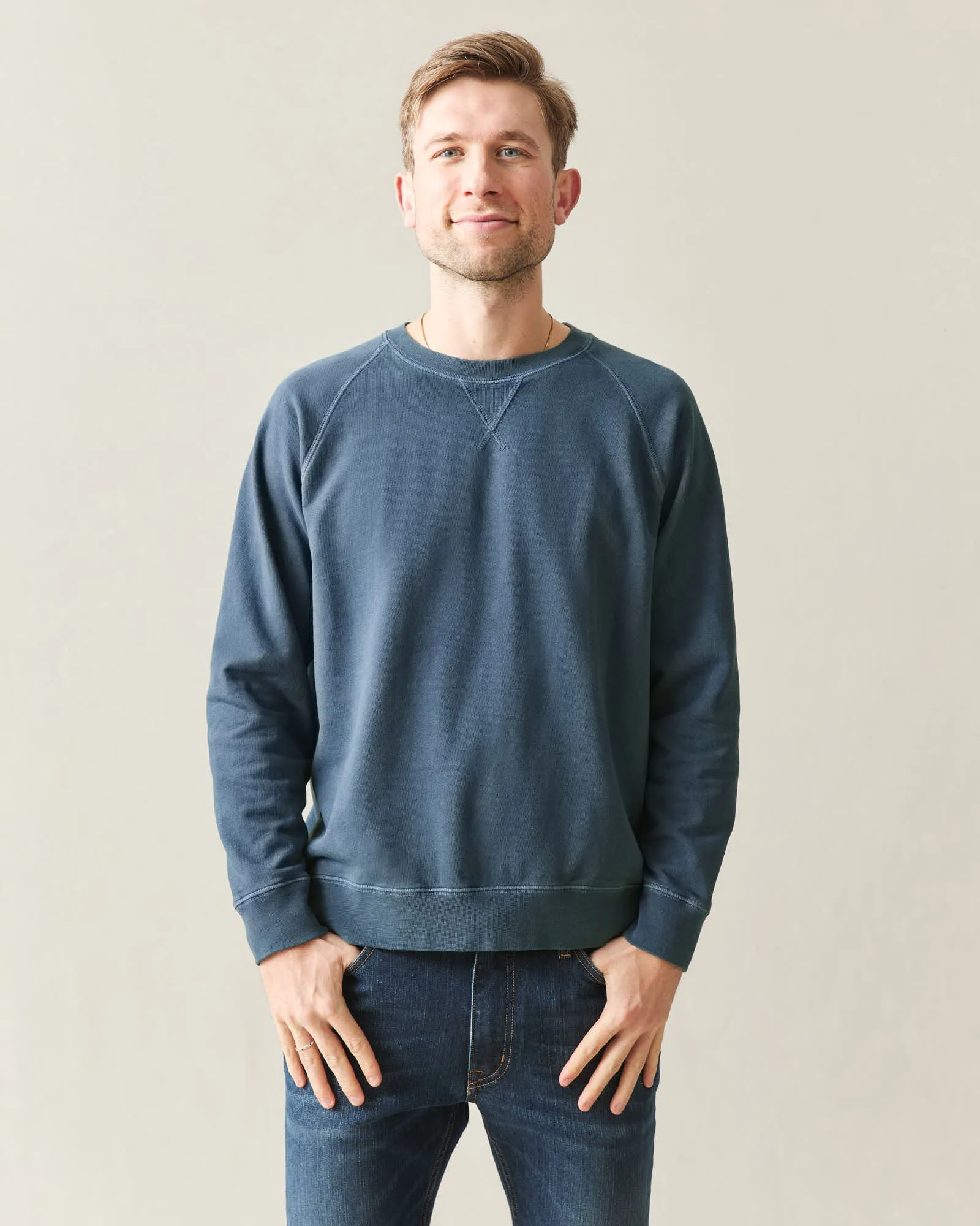 Men's Relaxed French Terry Crew - Blue Stream sold by American Giant product image thumbnail 2
