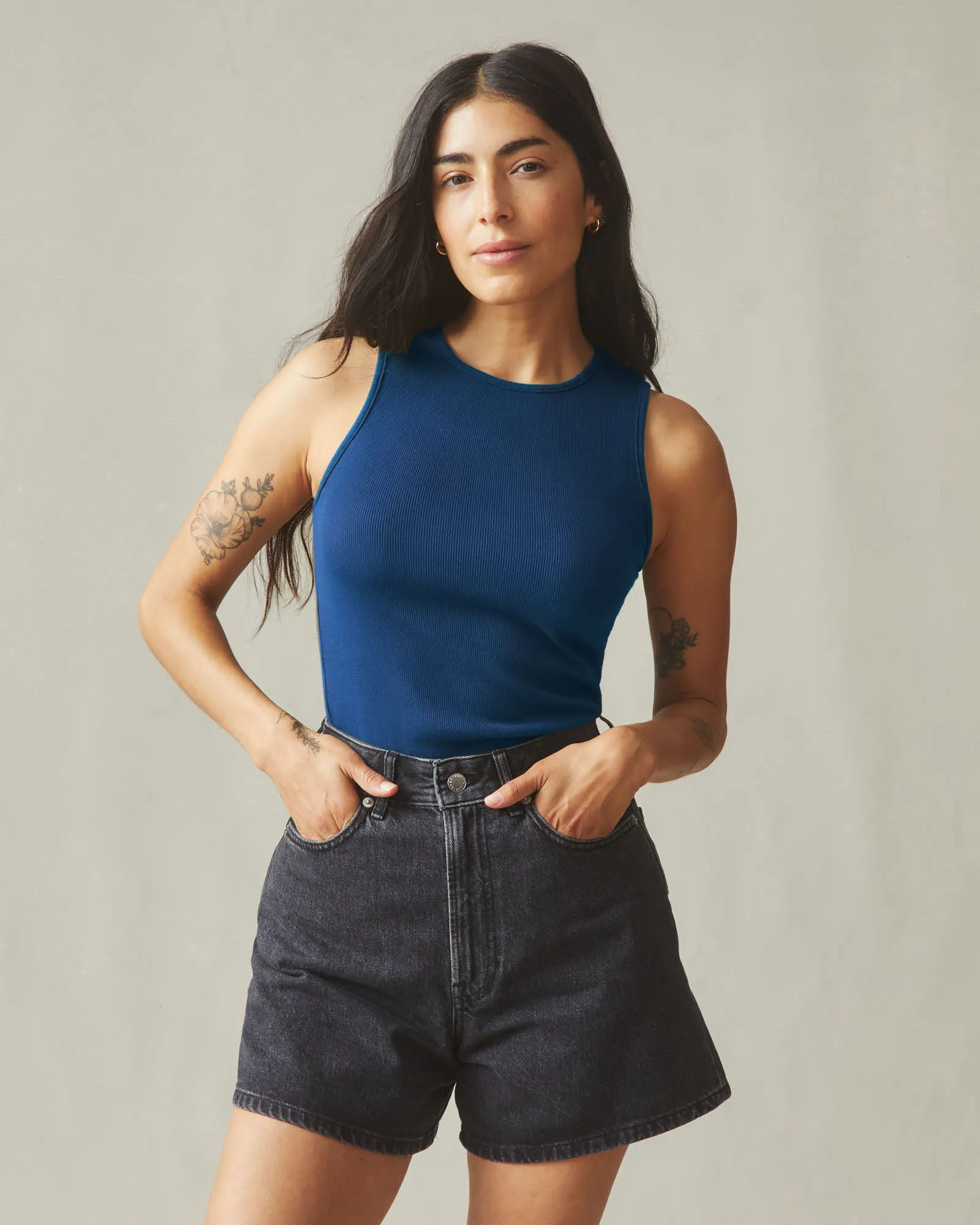 Women's Luxe Rib Tank - Estate Blue sold by American Giant product image thumbnail 2