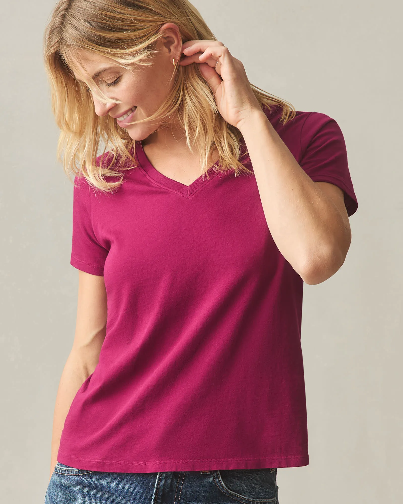 Women's Classic Cotton V-Neck Tee - Cherries Jubilee sold by American Giant product image thumbnail 4