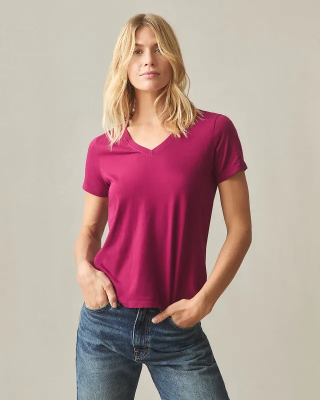 Women's Classic Cotton V-Neck Tee - Cherries Jubilee made by American Giant