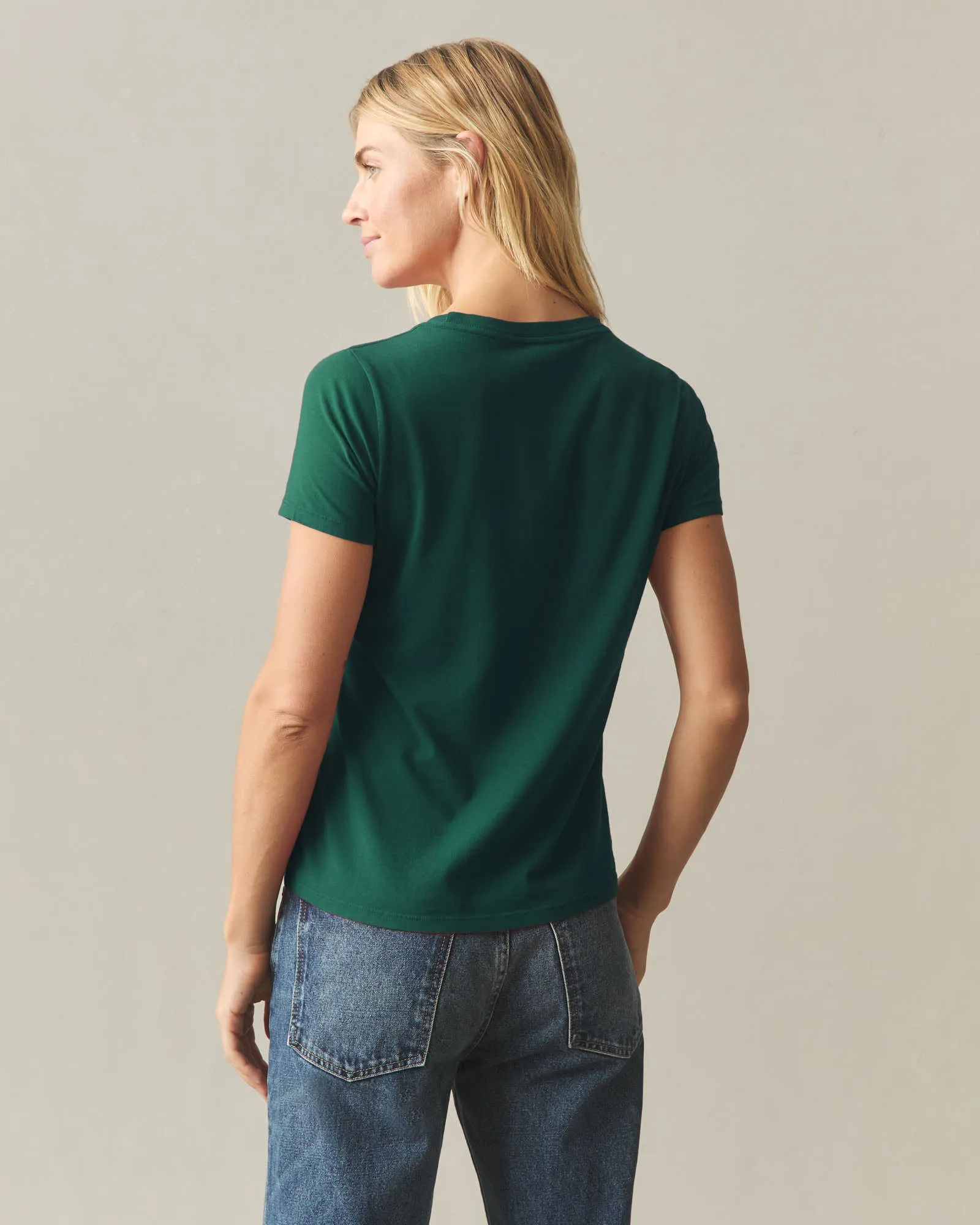 Women's Classic Cotton Crew Tee - Evergreen sold by American Giant product image thumbnail 2