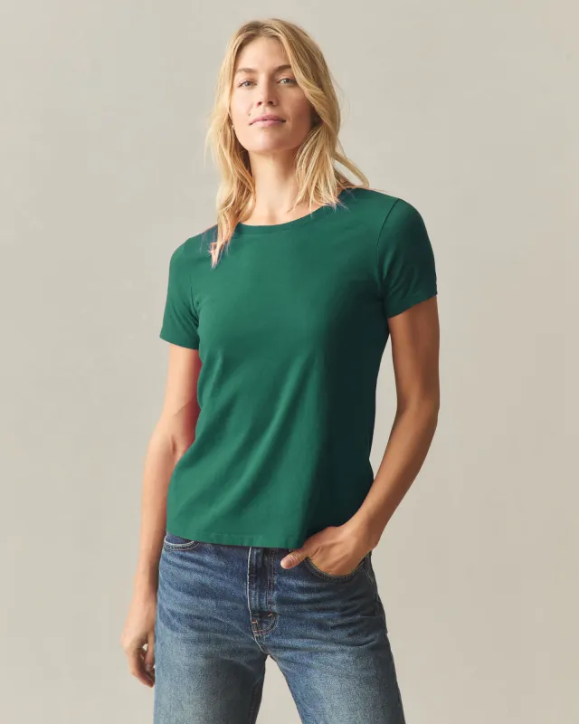 Women's Classic Cotton Crew Tee - Evergreen made by American Giant