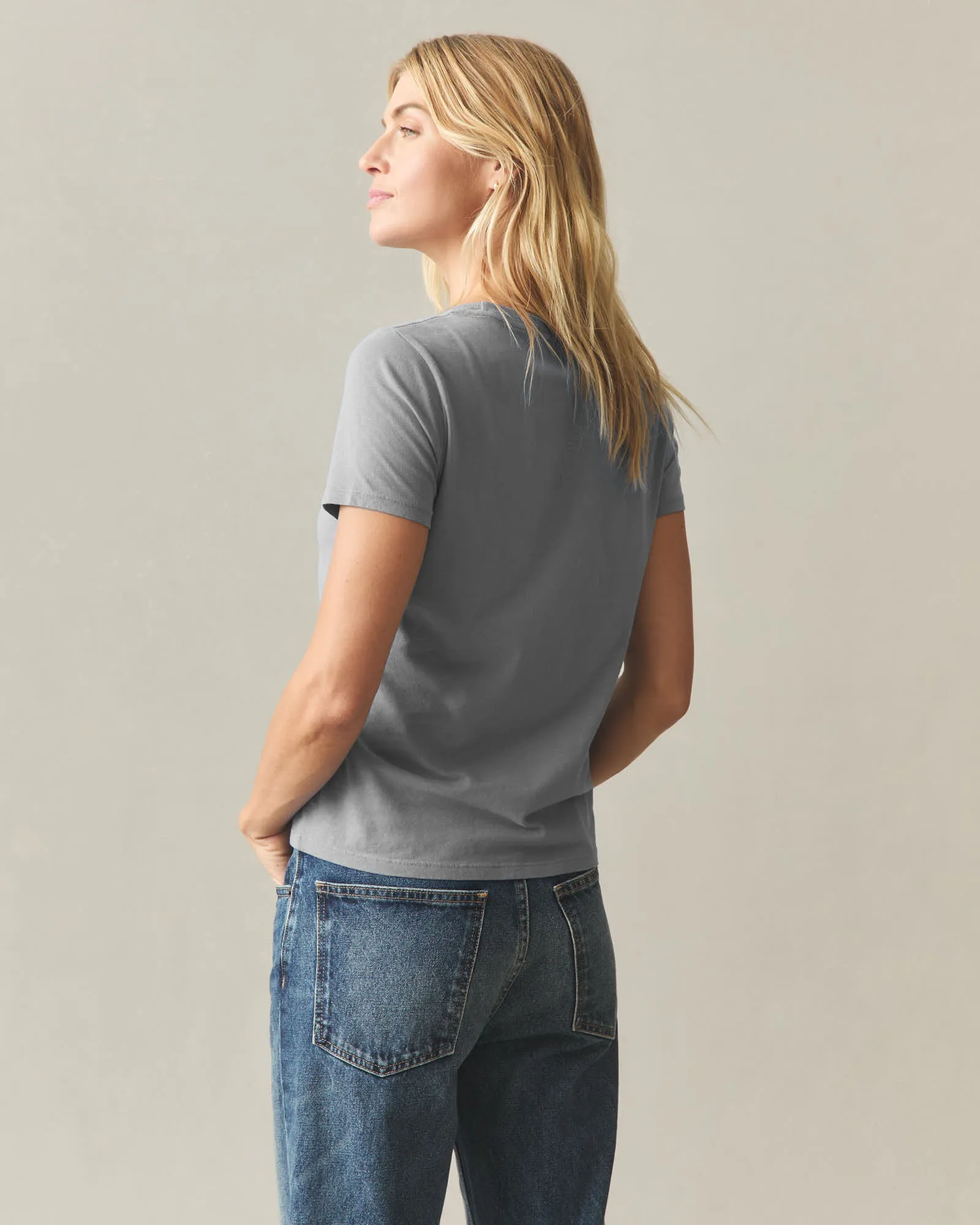 Women's Classic Cotton Crew Tee - Drizzle sold by American Giant product image thumbnail 2