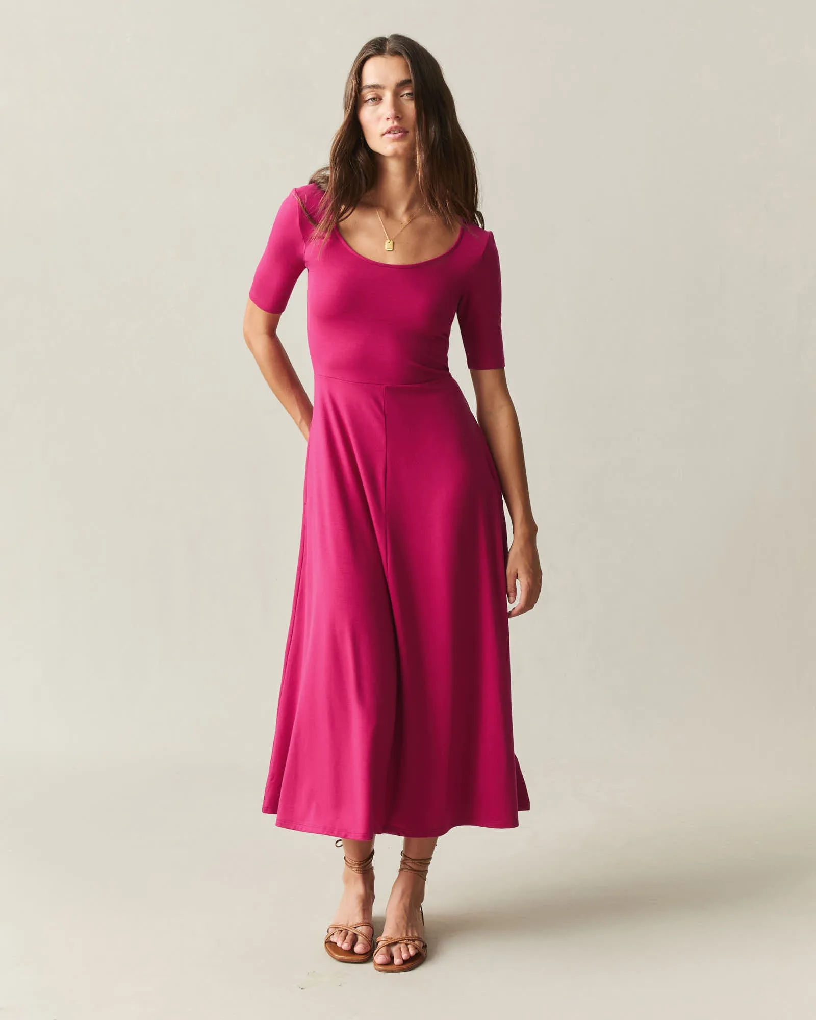 Women's Short Sleeve Flex Dress - Cherries Jubilee sold by American Giant