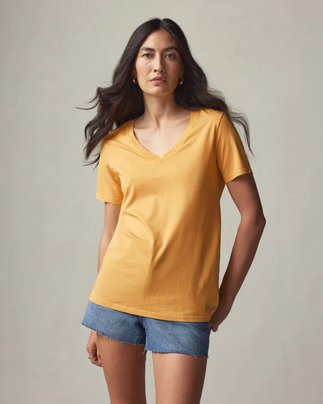Women's Classic Cotton V-Neck Tee - Golden Apricot made by American Giant