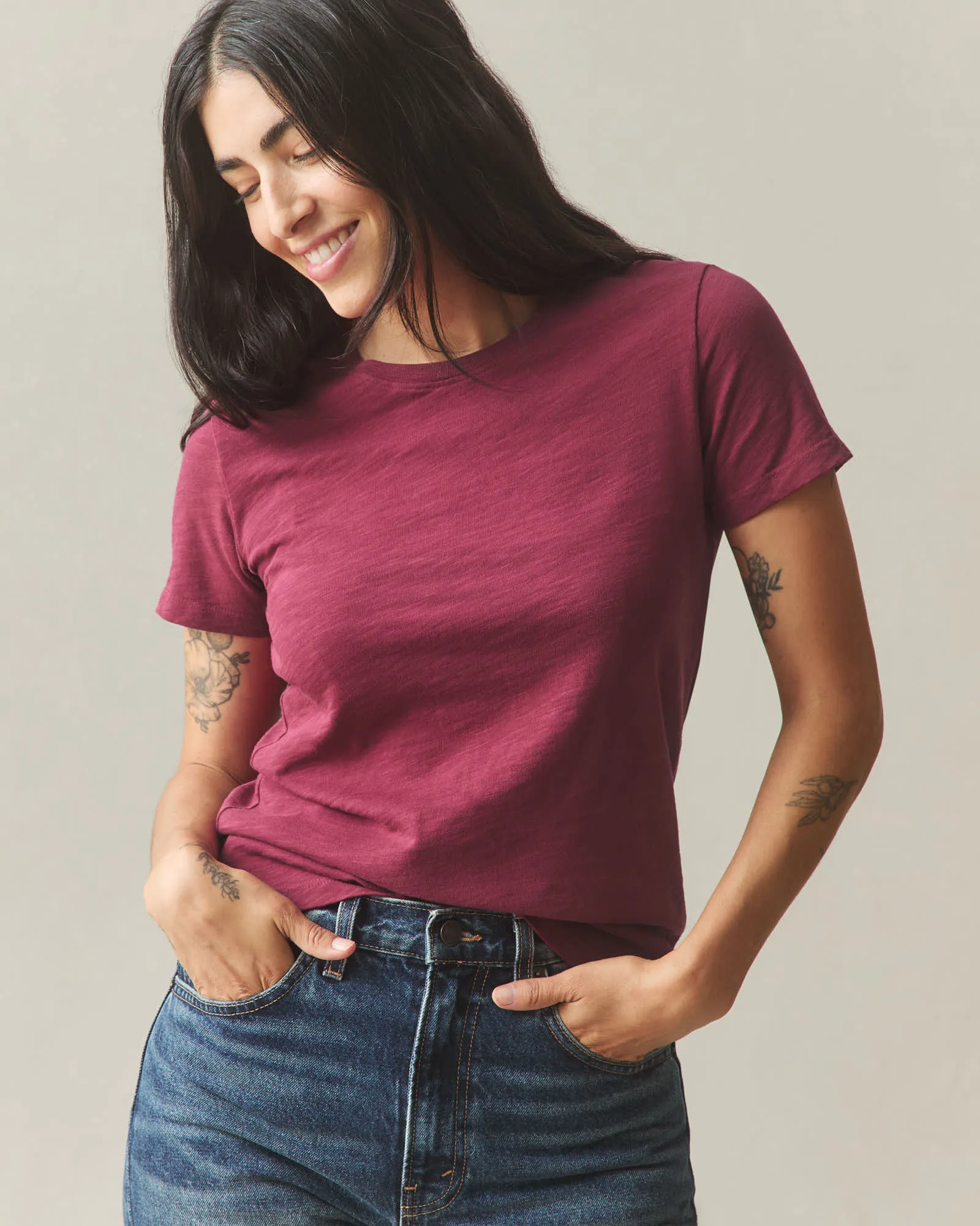 Women's Premium Slub Crew Tee - Holly Berry sold by American Giant product image thumbnail 4