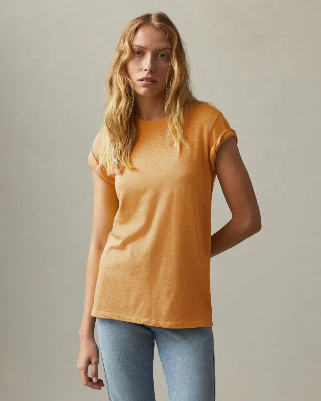 Women's Premium Slub Crew Tee - Golden Apricot made by American Giant