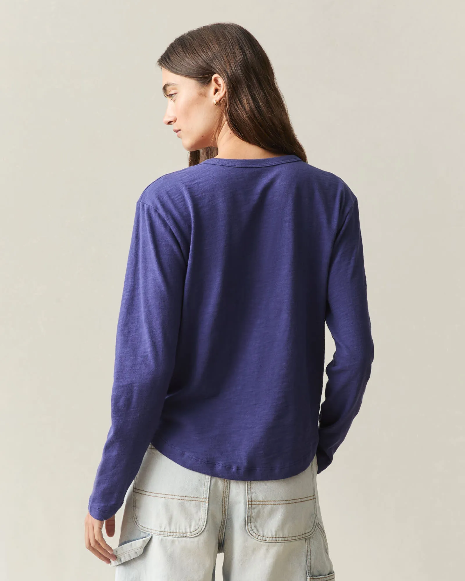 Women's Premium Slub Curved Hem Long Sleeve - Navy Blue sold by American Giant product image thumbnail 4