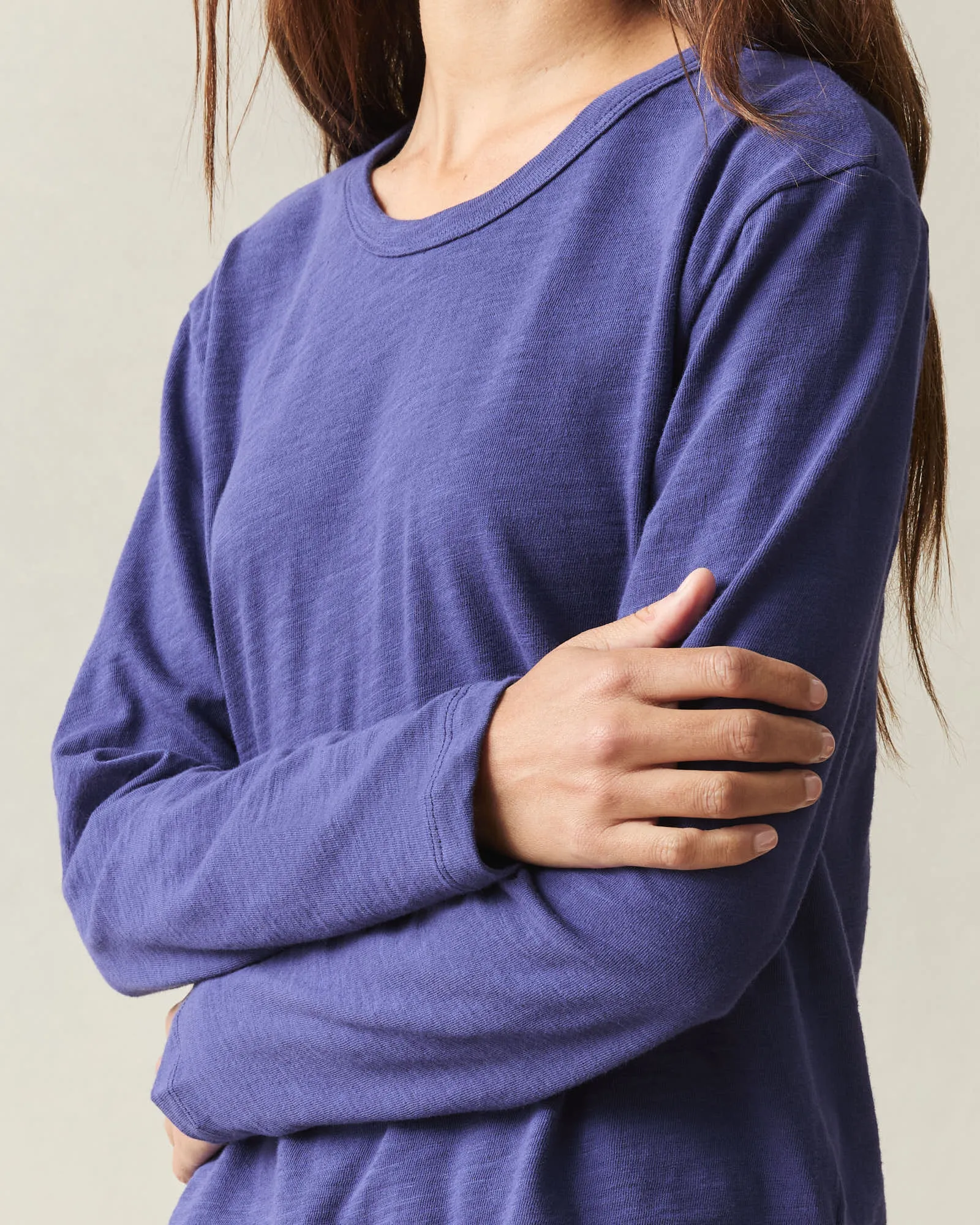 Women's Premium Slub Curved Hem Long Sleeve - Navy Blue sold by American Giant product image thumbnail 5