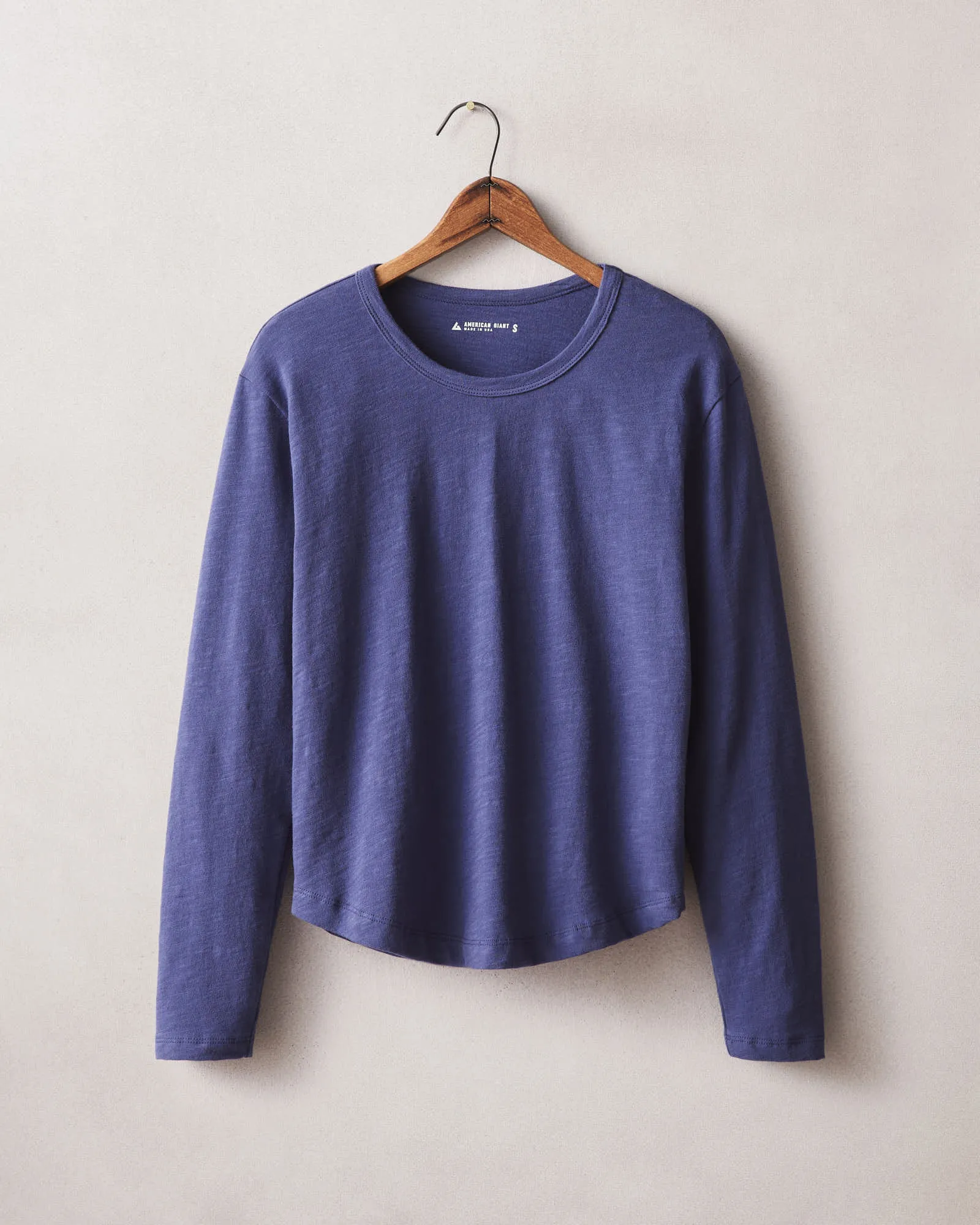 Women's Premium Slub Curved Hem Long Sleeve - Navy Blue sold by American Giant