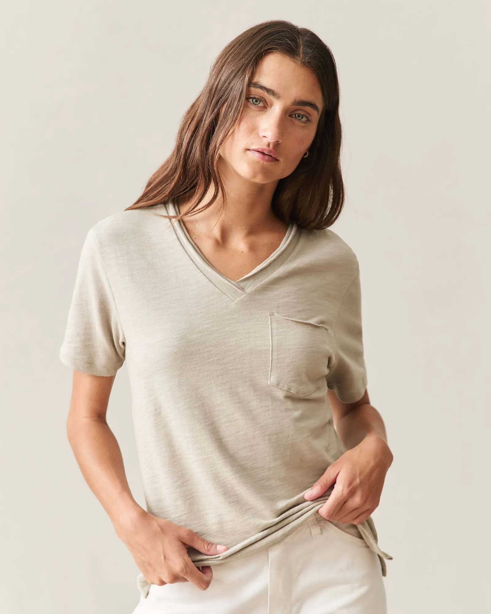 Women's Premium Slub Pocket Tee - Feather Grey sold by American Giant product image thumbnail 2