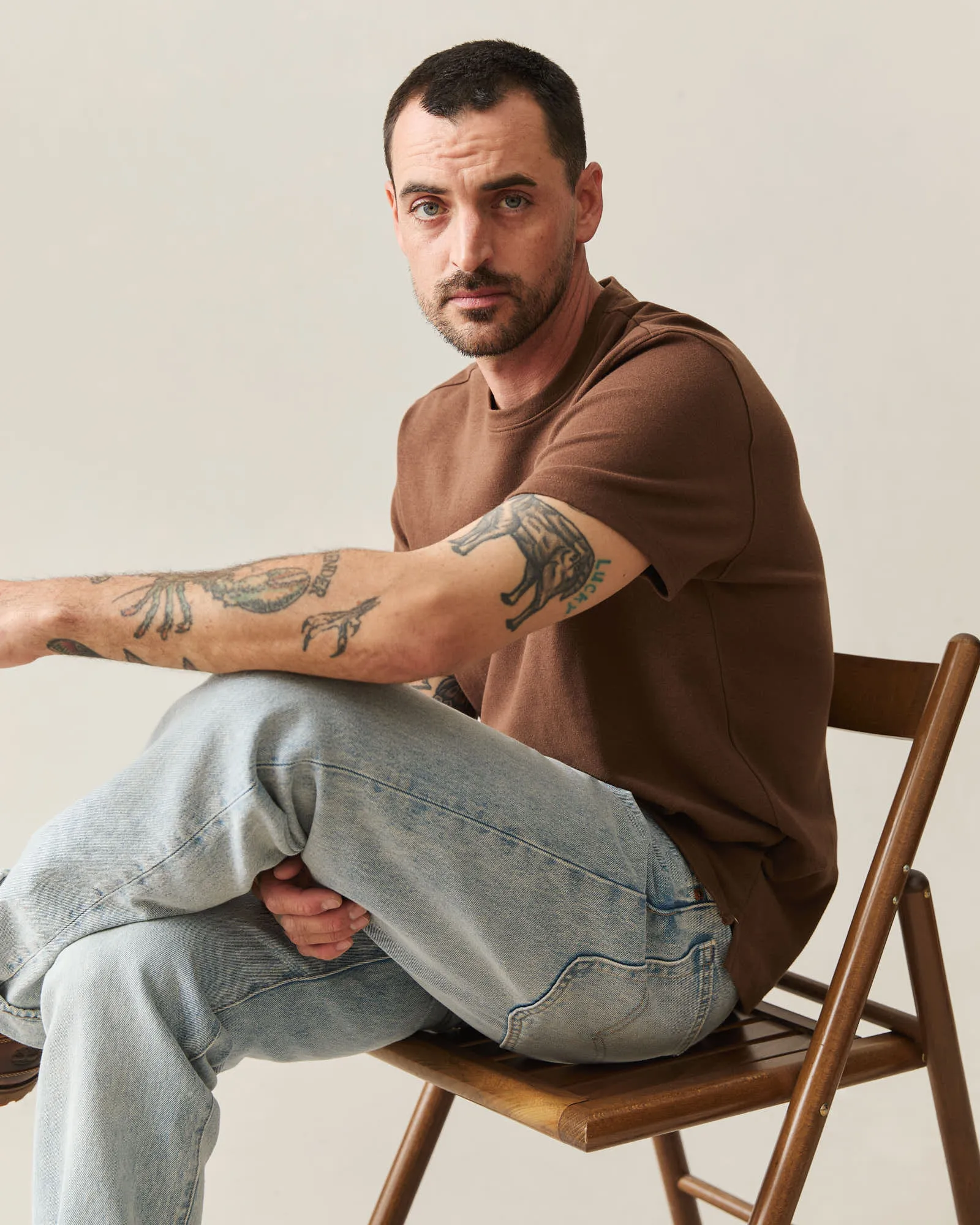 Men's Brushed Tee - Tiramisu Heather sold by American Giant product image thumbnail 5