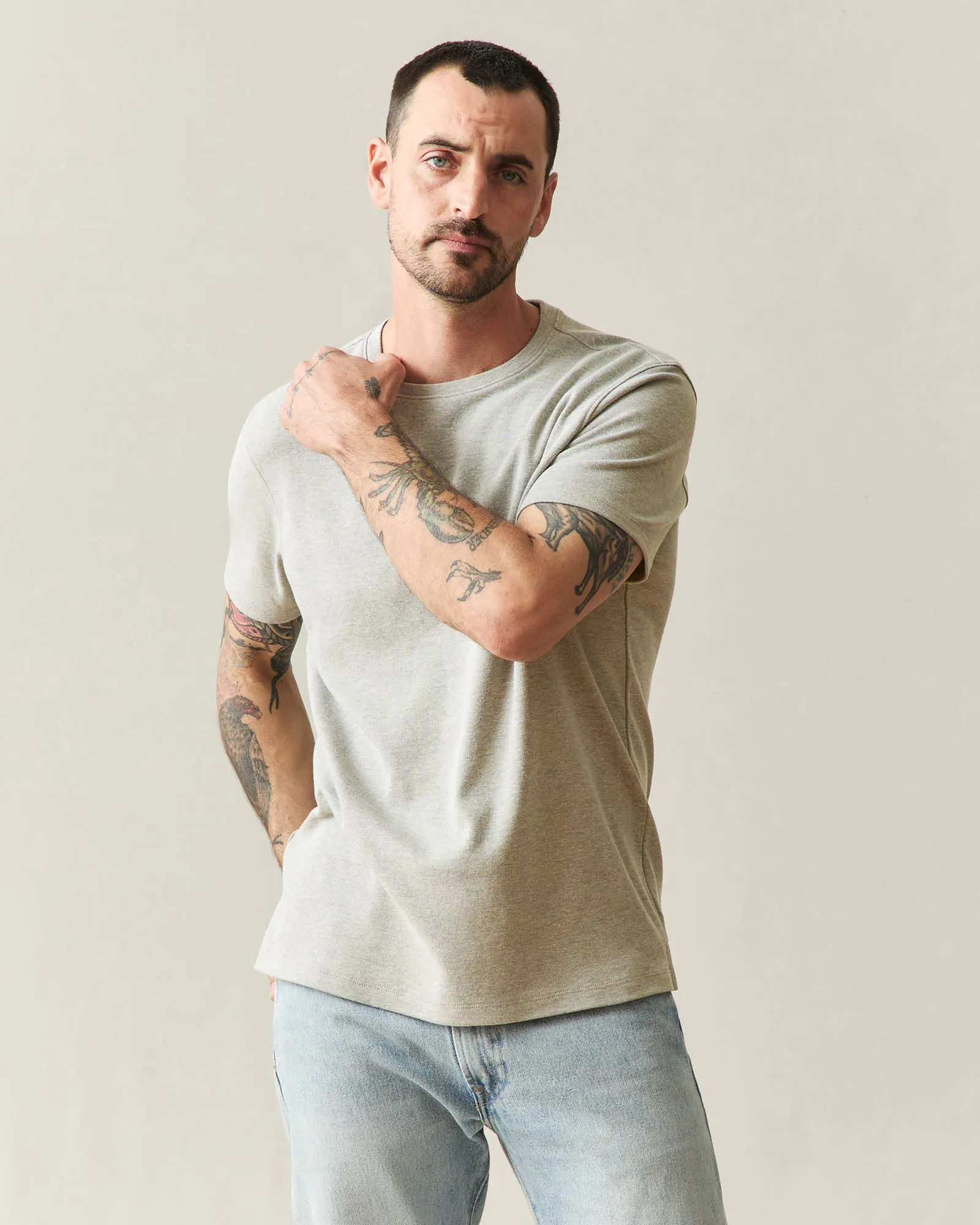 Men's Brushed Tee - Sand Shell Heather sold by American Giant product image thumbnail 4