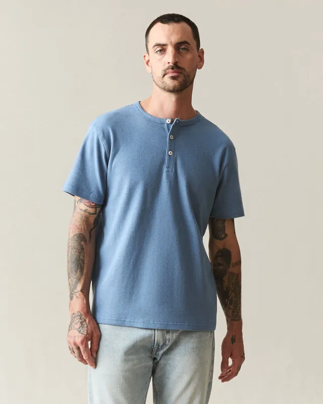 Men's Brushed Henley - Moonlight Blue Heather made by American Giant