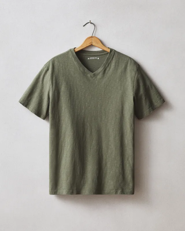 Men's Premium Slub V-Neck Tee - Olive Night made by American Giant