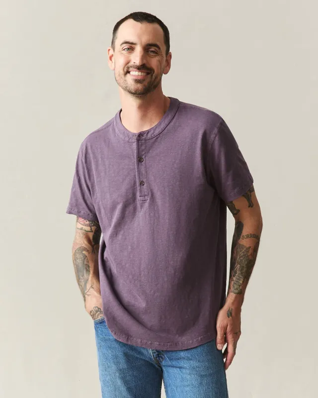 Men's Broken-In Premium Slub Henley - Vintage Hortensia made by American Giant