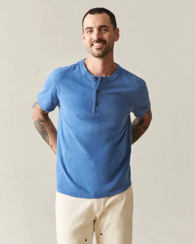 Men's Broken-In Premium Slub Henley - Vintage Deja Vu Blue made by American Giant
