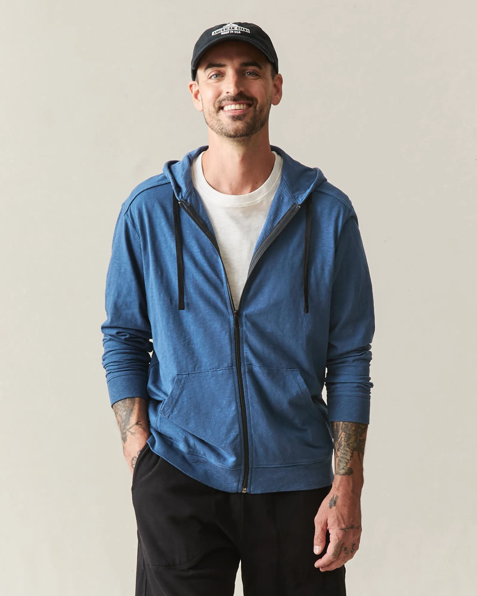 Men's Premium Slub Full Zip - Ensign Blue sold by American Giant
