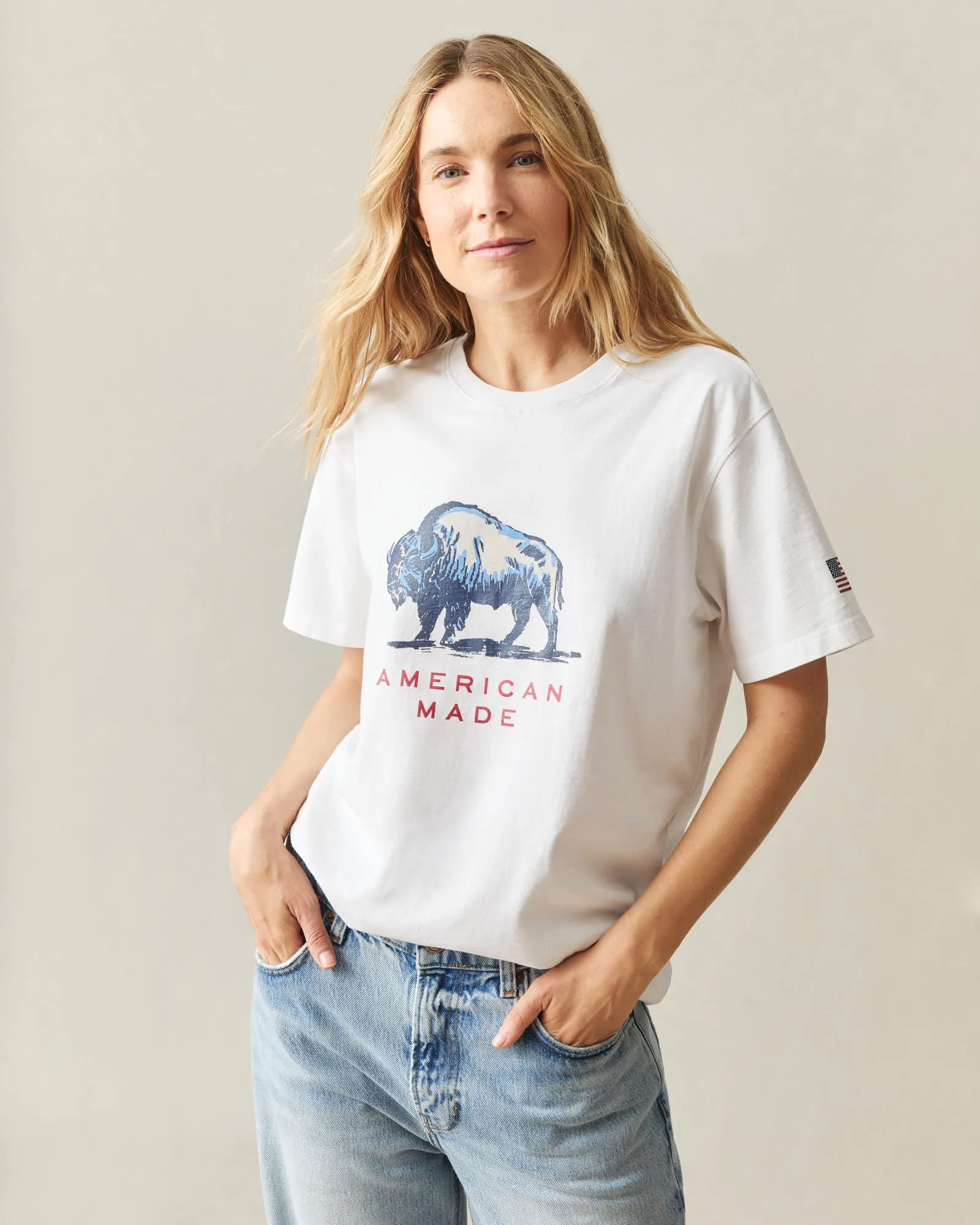 Unisex Bison Tee - White sold by American Giant product image thumbnail 2