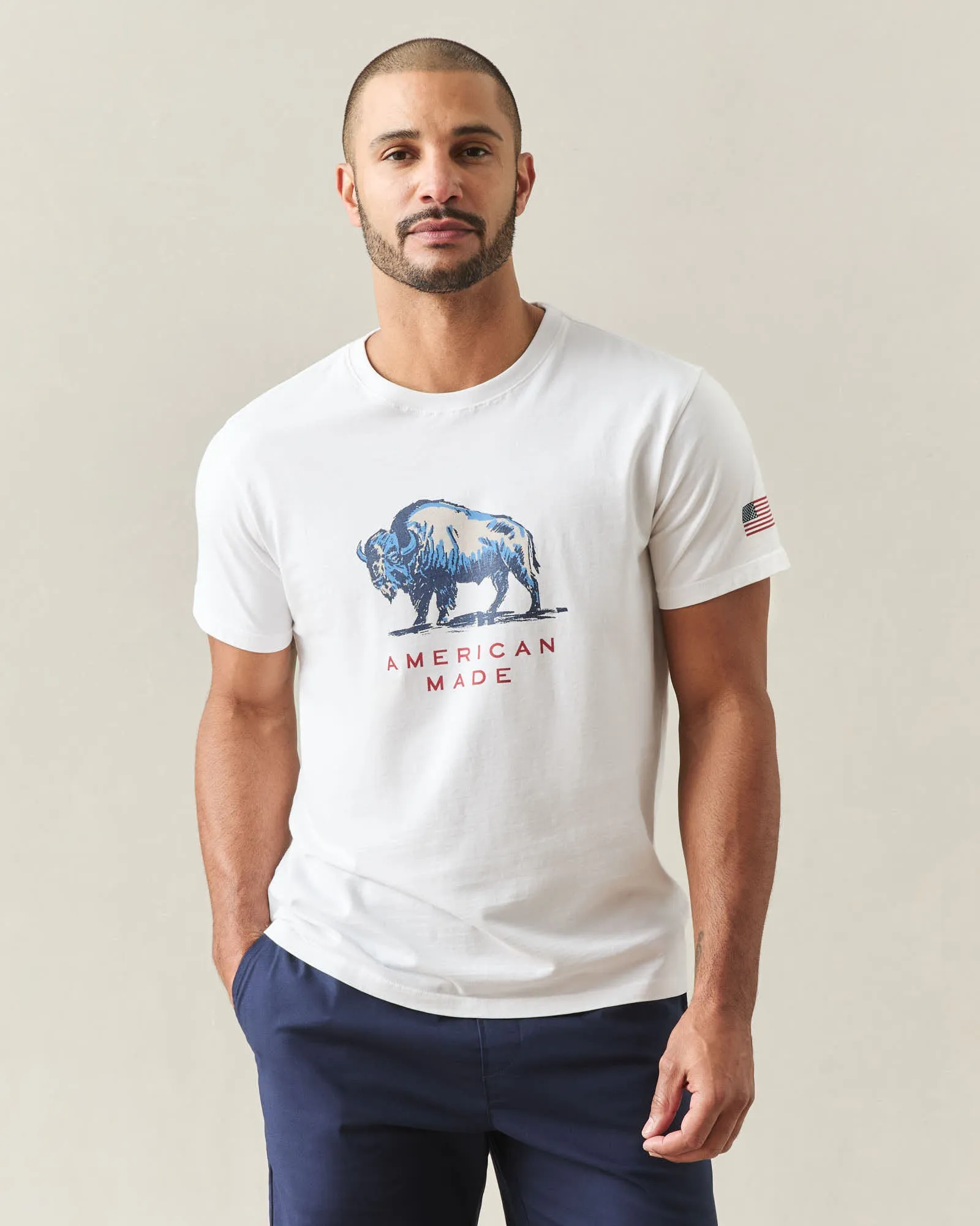 Unisex Bison Tee - White sold by American Giant