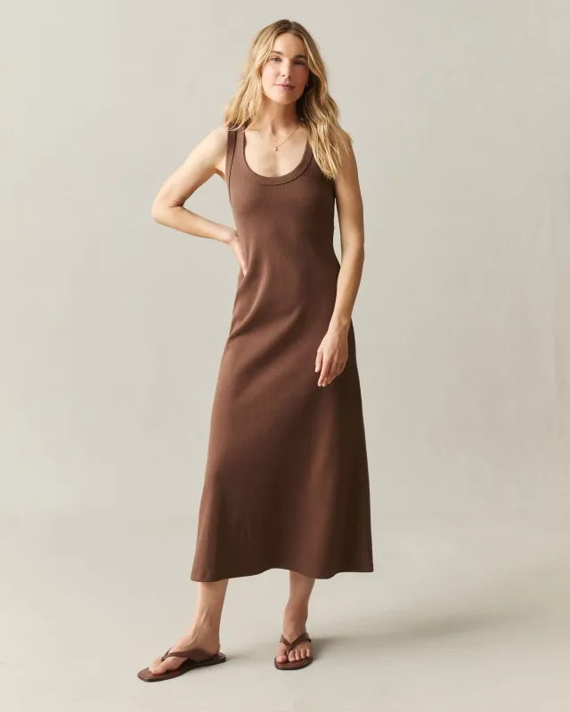 Women's Rib Dress - Downtown Brown made by American Giant