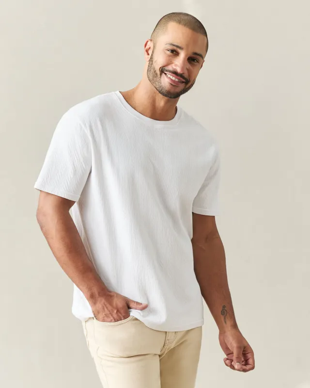 Men's Pointelle Crew Tee - White made by American Giant