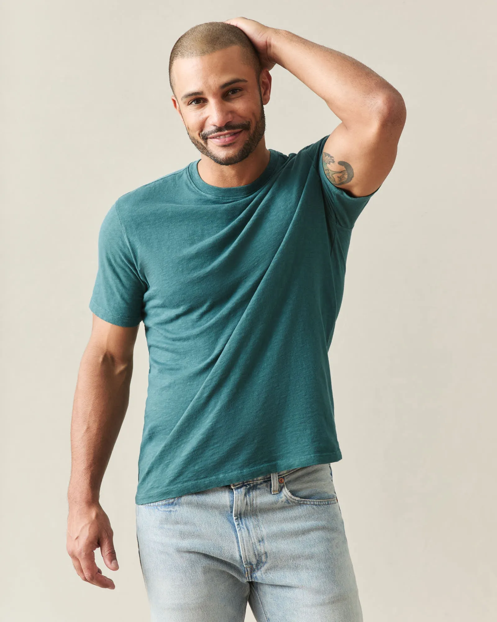 Men's Premium Slub Crew Tee - Atlantic Deep sold by American Giant product image thumbnail 4
