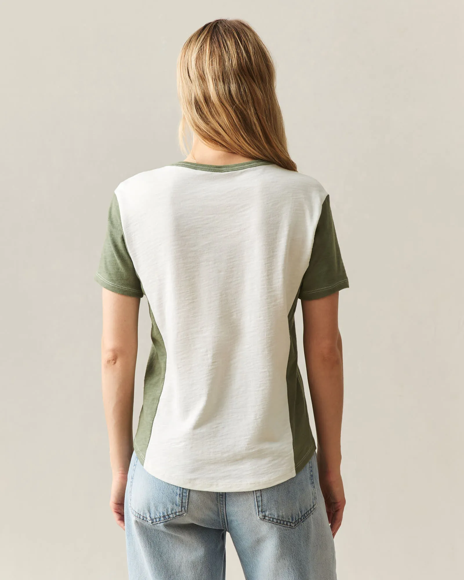 Women's Premium Slub Colorblock Crew Tee - Birch Olvine sold by American Giant product image thumbnail 4