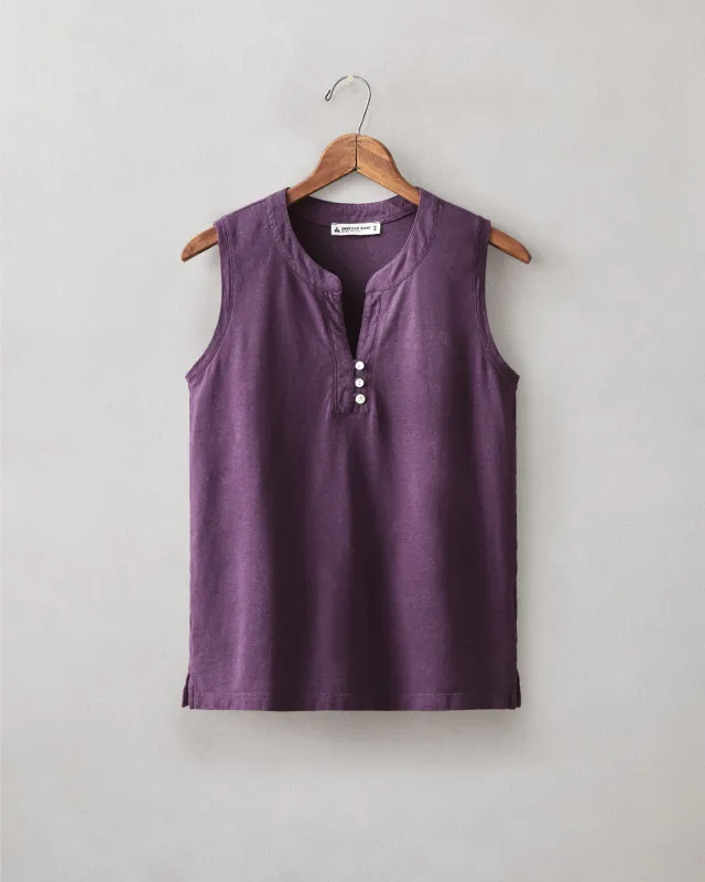 Women's Hemp Sleeveless Henley - Hortensia made by American Giant