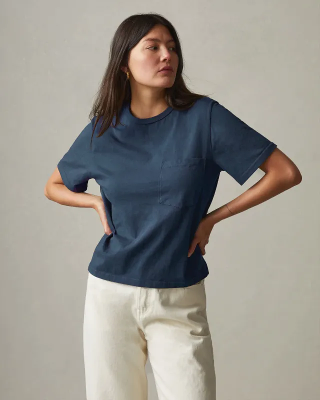 Women's Heavyweight Boyfriend Tee - Marine Navy made by American Giant