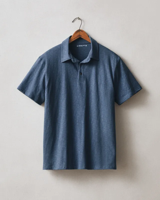 Men's Short Sleeve Premium Slub Polo - Naval Blue made by American Giant