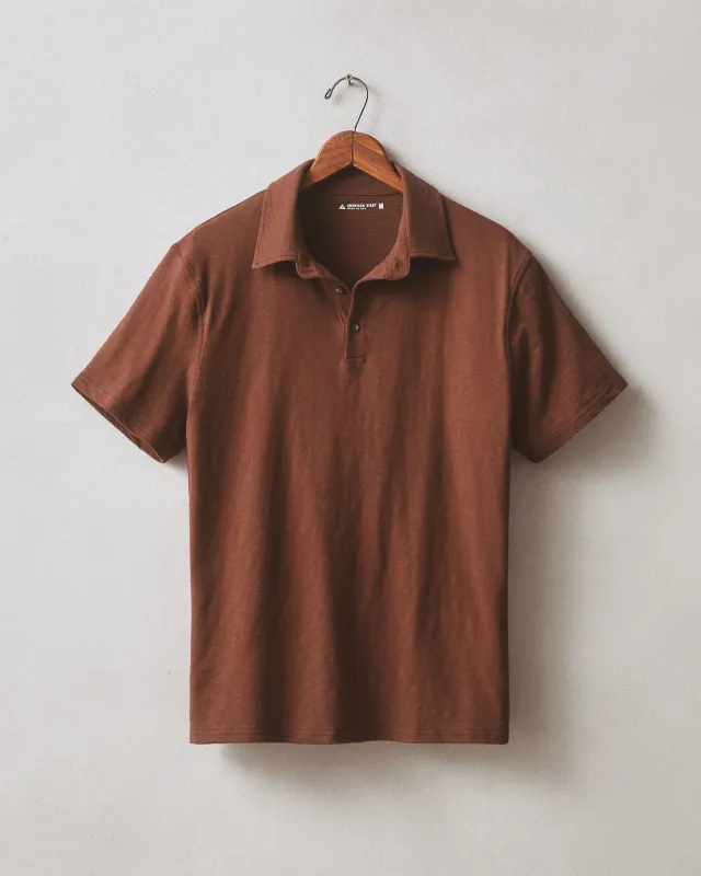 Men's Short Sleeve Premium Slub Polo - Hot Chocolate made by American Giant