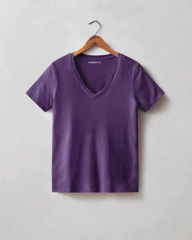 Women's Cotton V-Neck Tee - Royal Purple made by American Giant