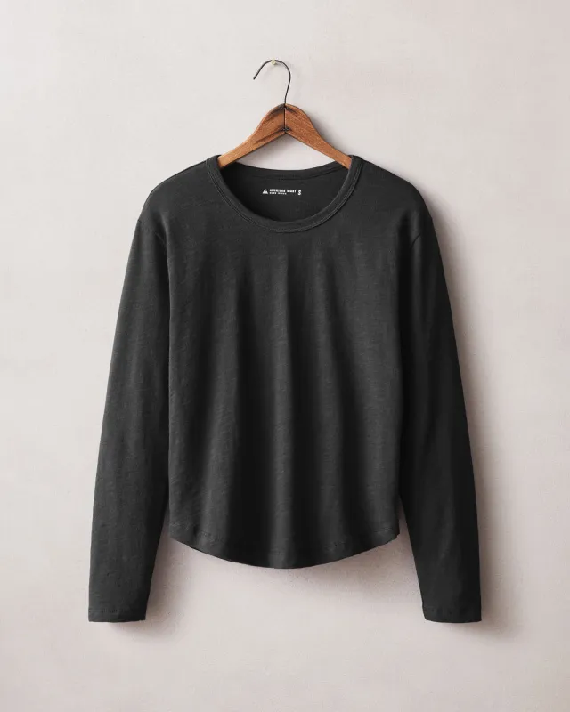 Women's Premium Slub Curved Hem Tee - Black made by American Giant