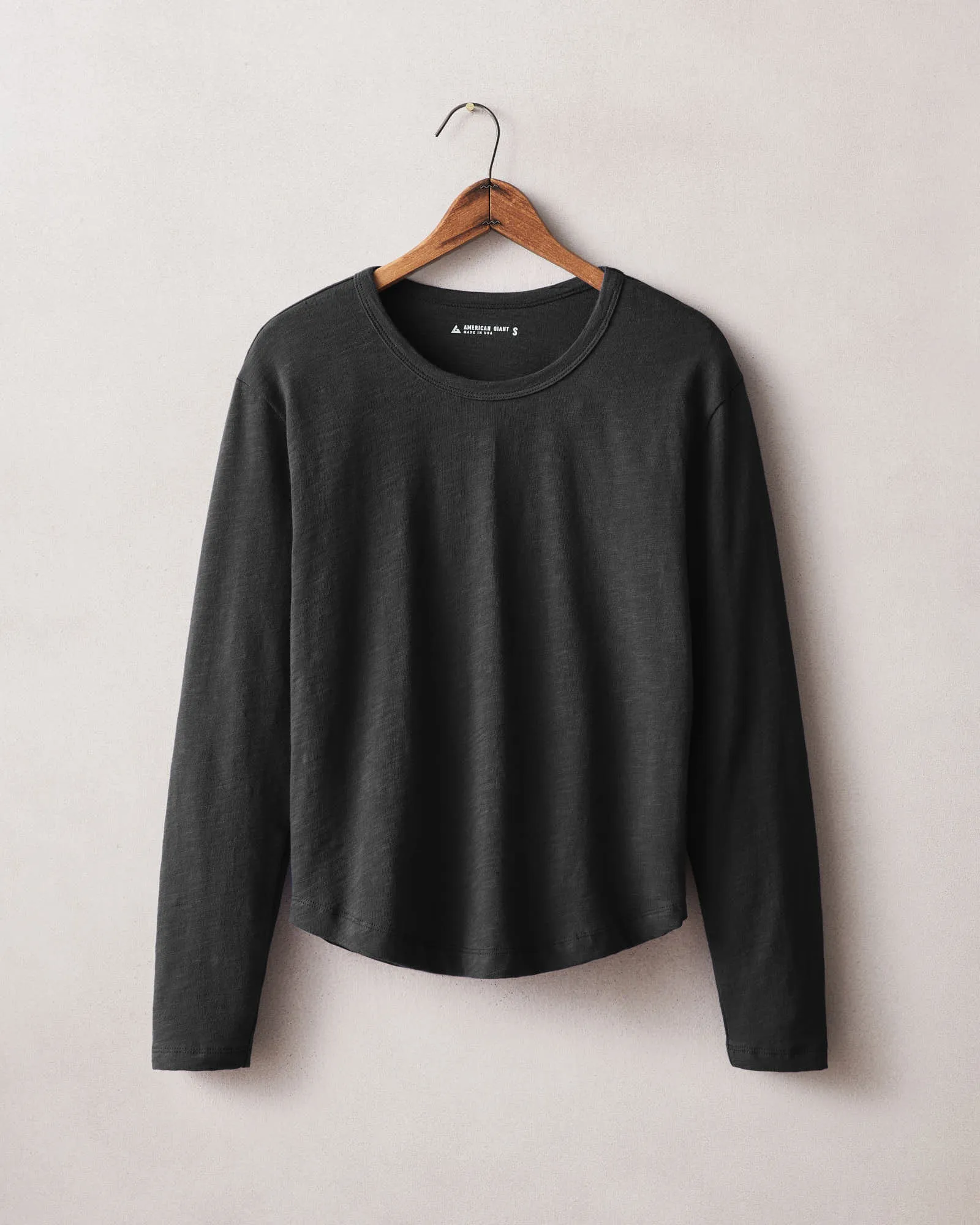 Women's Premium Slub Curved Hem Tee - Black sold by American Giant