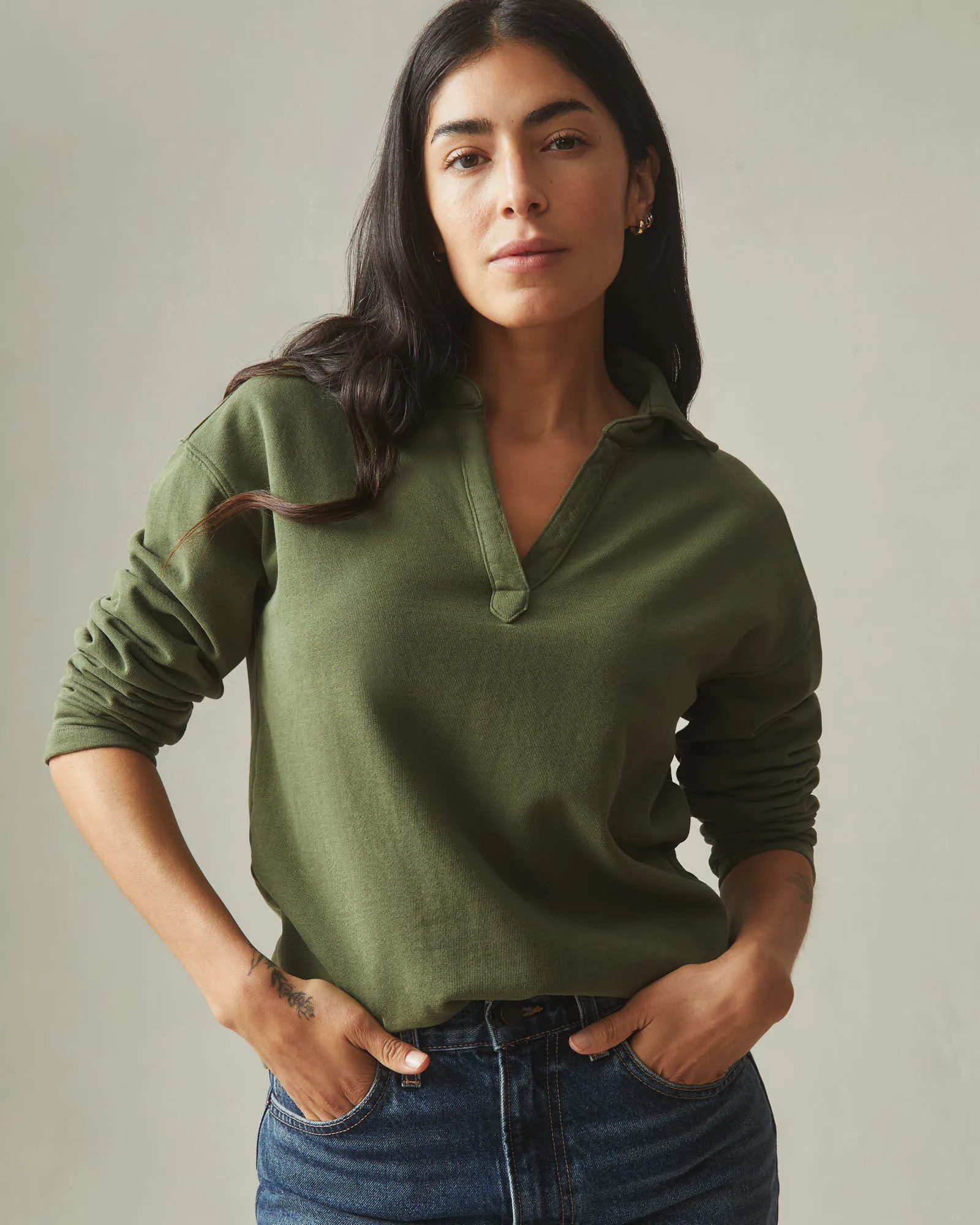 Women's French Terry Popover - Fern sold by American Giant product image thumbnail 2