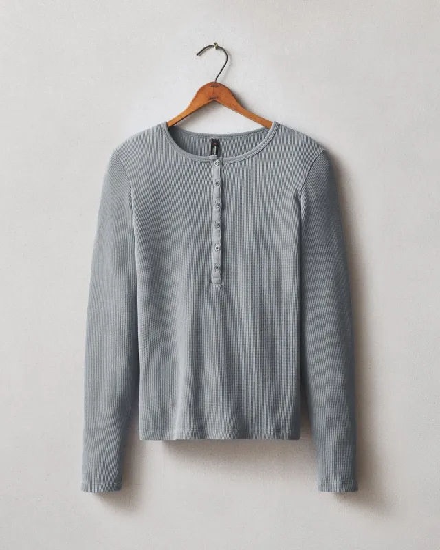 Women's Thermal Henley - Heather Grey made by American Giant