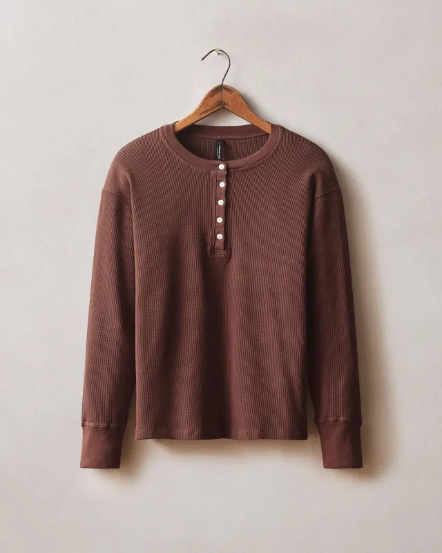 Women's Thermal Henley - Chocolate made by American Giant