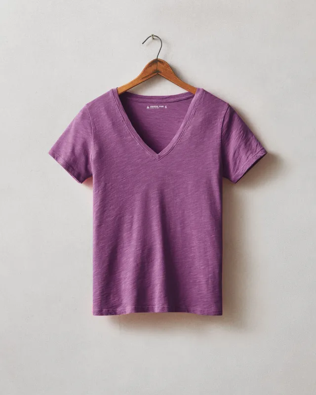 Women's Premium Slub V-Neck Tee - Plum made by American Giant