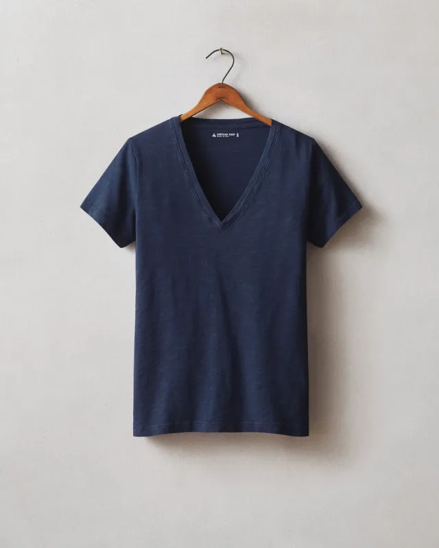Women's Premium Slub V-Neck Tee - Navy made by American Giant