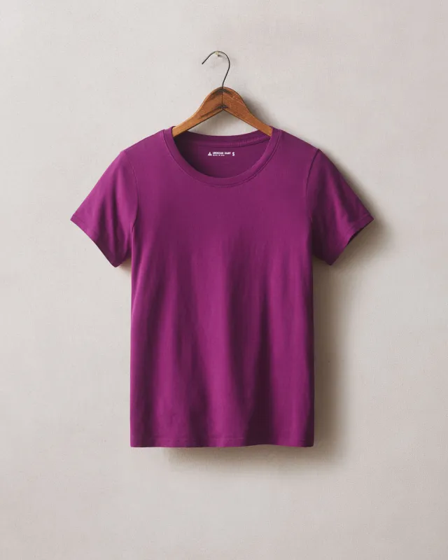 Women's Cotton Crew Tee - Magenta Purple made by American Giant